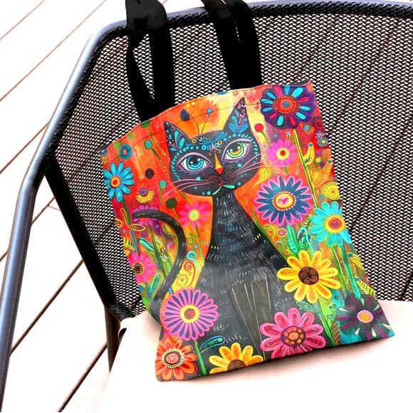 Whimsical Black Cat Tote Bag Brand New♦️ - Picture 2 of 3